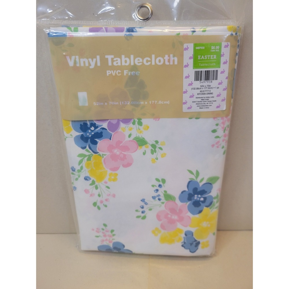 Brother‎ Sister Design Studio Floral Vinyl Tablecloth 52x70 Easter Spring New